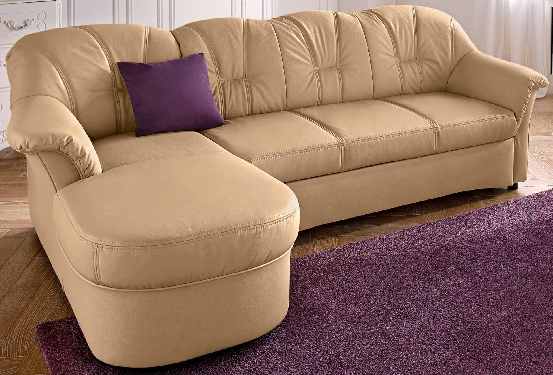 DOMO collection Ecksofa »Flores Schlafsofa, B/T/H: 233/142/86 cm, L-Form«, wahlweise mit Bettfunktion, wahlweise mit Federkern, auch in Leder DOMO collection Ecksofa »Flores Schlafsofa, B/T/H: 233/142/86 cm, L-Form«, wahlweise mit Bettfunktion, wahlweise mit Federkern, auch in Leder von DOMO collection