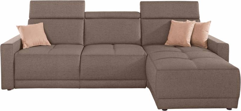 DOMO collection Ecksofa »Ava mit moderner Sitzheftung & toller Doppelnaht, komfortabel, L-Form«, mit Recamiere, inkl. Federkern, wahlweise mit Kopfteilverstellungen von DOMO collection