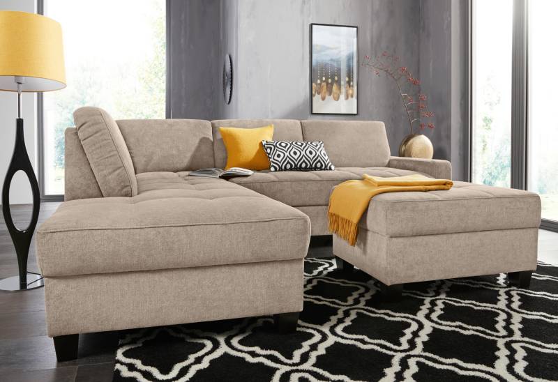 DOMO collection Ecksofa »Florentina zeitlos und elegant, Sitznähte als Designelement, L-Form«, wahlweise mit Bettfunktion, mit Kontrastnaht, Komfortsitzhöhe 47cm von DOMO collection