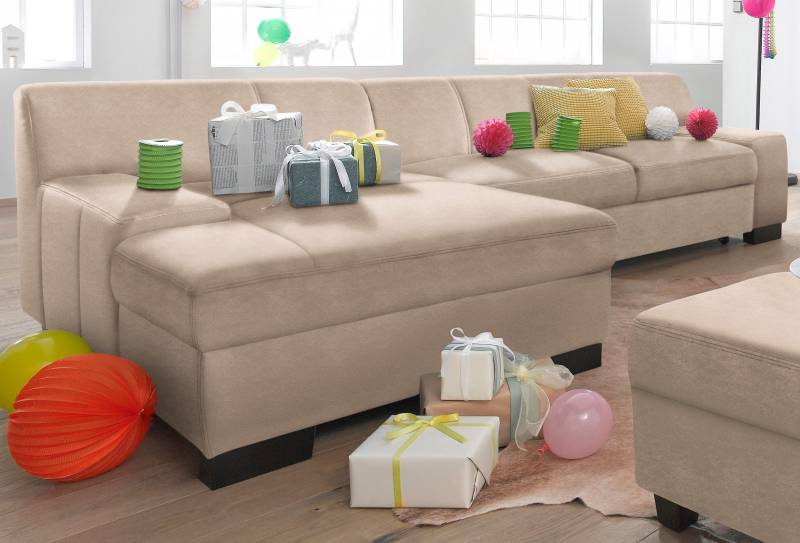DOMO collection Ecksofa »Norma, elegant und modern, mit flachen Armlehnen, L-Form«, wahlweise mit Bettfunktion von DOMO collection