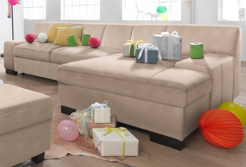 DOMO collection Ecksofa »Norma, elegant und modern, mit flachen Armlehnen, L-Form«, wahlweise mit Bettfunktion von DOMO collection