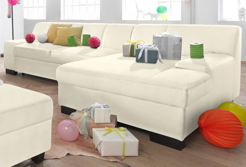 DOMO collection Ecksofa »Norma, elegant und modern, mit flachen Armlehnen, L-Form«, wahlweise mit Bettfunktion von DOMO collection