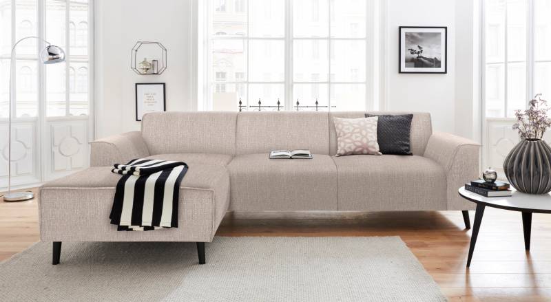 DOMO collection Ecksofa »Amora, inklusive komfortablem Federkern für mehr Sitzkomfort, L-Form«, mit Recamiere, zeitlos und elegant, Komfortsitzhöhe 47cm von DOMO collection