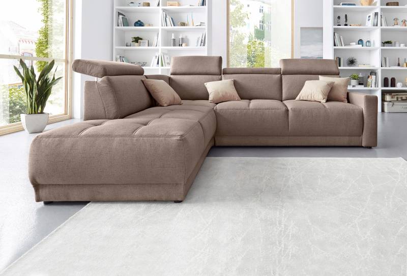DOMO collection Ecksofa »Ava, moderne Sitzheftung mit toller Doppelnaht, komfortabel, L-Form«, mit Ottomane, inkl. Federkern, wahlweise mit Kopfteilverstellungen von DOMO collection