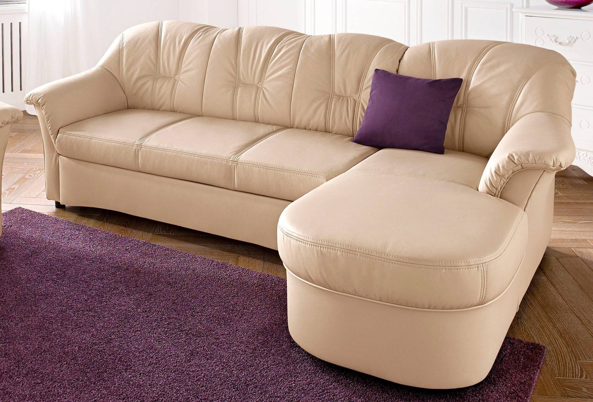 DOMO collection Ecksofa »Flores Schlafsofa, B/T/H: 233/142/86 cm, L-Form«, wahlweise mit Bettfunktion, wahlweise mit Federkern, auch in Leder DOMO collection Ecksofa »Flores Schlafsofa, B/T/H: 233/142/86 cm, L-Form«, wahlweise mit Bettfunktion, wahlweise mit Federkern, auch in Leder von DOMO collection