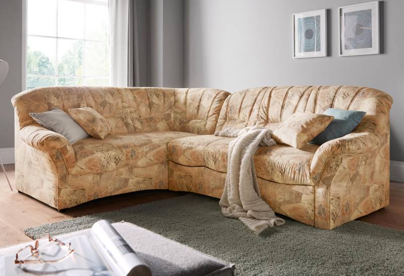 DOMO collection Ecksofa »Bahia, zeitlos und elegant, bequeme Armlehnen, L-Form«, wahlweise mit Bettfunktion von DOMO collection