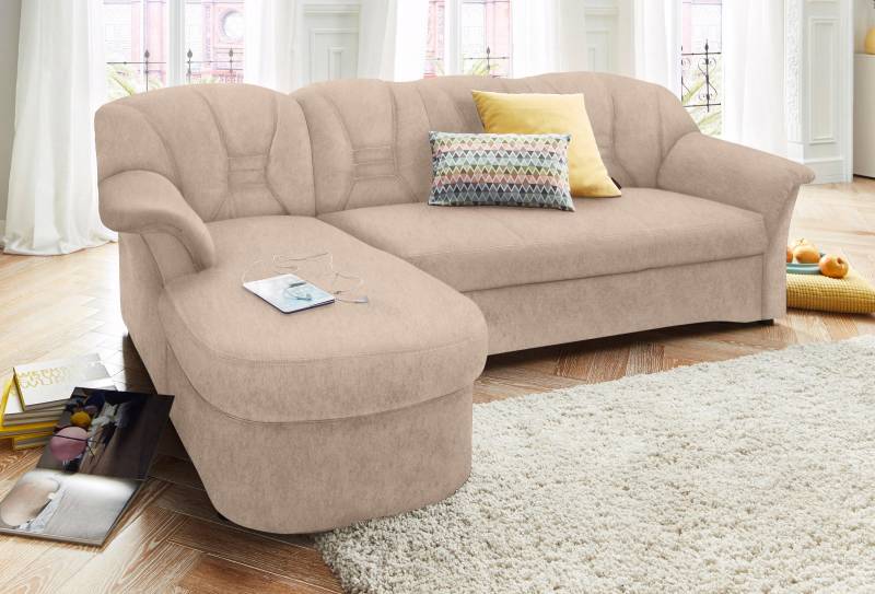 DOMO collection Ecksofa »Elva, zeitlose Formensprache, elegante Rückensteppung, L-Form«, wahlweise mit Bettfunktion und Federkern von DOMO collection