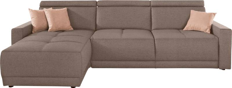 DOMO collection Ecksofa »Ava mit moderner Sitzheftung & toller Doppelnaht, komfortabel, L-Form«, mit Recamiere, inkl. Federkern, wahlweise mit Kopfteilverstellungen von DOMO collection