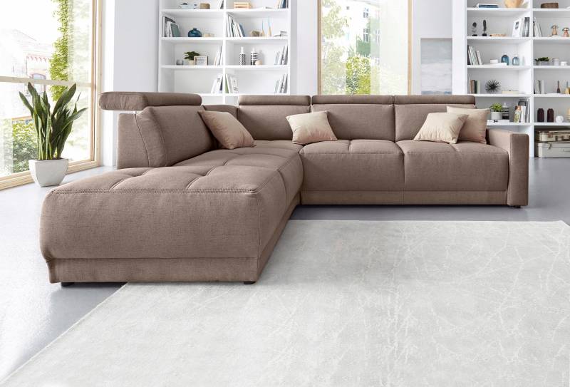 DOMO collection Ecksofa »Ava, moderne Sitzheftung mit toller Doppelnaht, komfortabel, L-Form«, mit Ottomane, inkl. Federkern, wahlweise mit Kopfteilverstellungen von DOMO collection