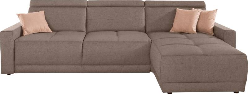 DOMO collection Ecksofa »Ava mit moderner Sitzheftung & toller Doppelnaht, komfortabel, L-Form«, mit Recamiere, inkl. Federkern, wahlweise mit Kopfteilverstellungen von DOMO collection