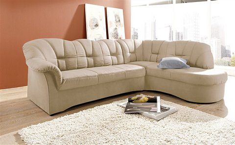 DOMO collection Ecksofa »Papenburg, zeitlose Rückensteppung, elegante Armlehne, L-Form«, mit Ottomane, wahlweise mit Bettfunktion von DOMO collection