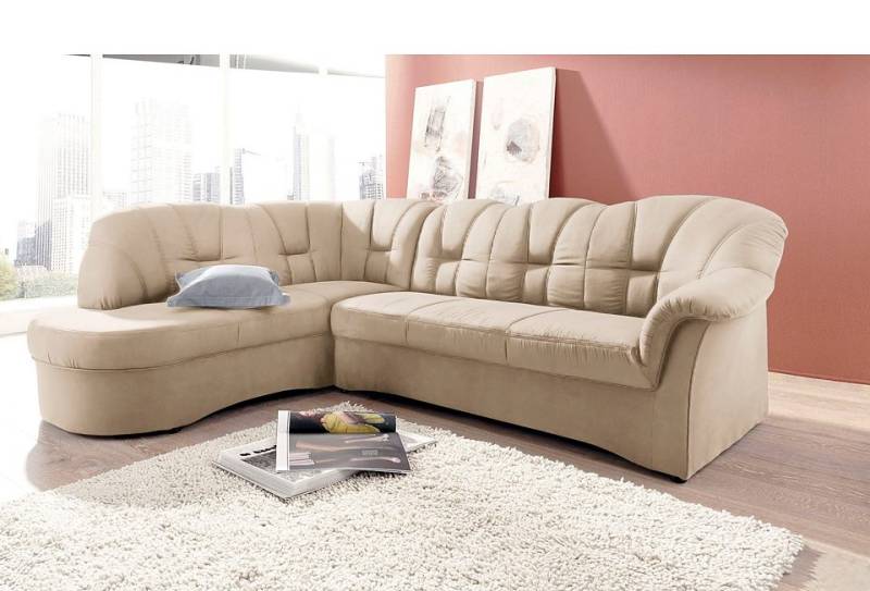 DOMO collection Ecksofa »Papenburg, zeitlose Rückensteppung, elegante Armlehne, L-Form«, mit Ottomane, wahlweise mit Bettfunktion von DOMO collection