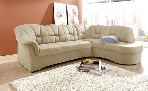 DOMO collection Ecksofa »Papenburg, zeitlose Rückensteppung, elegante Armlehne, L-Form«, mit Ottomane, wahlweise mit Bettfunktion von DOMO collection