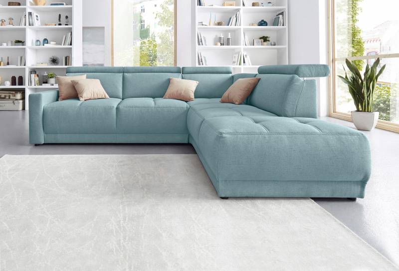 DOMO collection Ecksofa »Ava, moderne Sitzheftung mit toller Doppelnaht, komfortabel, L-Form«, mit Ottomane, inkl. Federkern, wahlweise mit Kopfteilverstellungen von DOMO collection