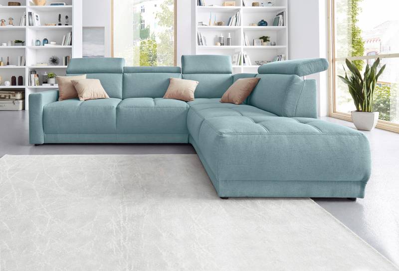 DOMO collection Ecksofa »Ava, moderne Sitzheftung mit toller Doppelnaht, komfortabel, L-Form«, mit Ottomane, inkl. Federkern, wahlweise mit Kopfteilverstellungen von DOMO collection