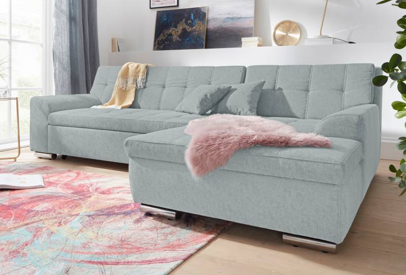 DOMO collection Ecksofa »Aversa, moderne Steppung im Sitz und Rücken, geschwungene Armlehnen,«, L-Form, wahlweise mit Bettfunktion von DOMO collection