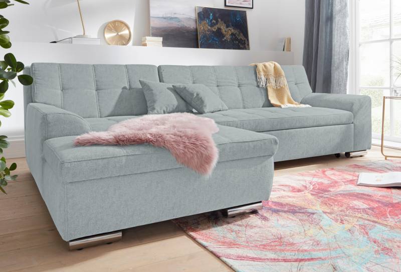 DOMO collection Ecksofa »Aversa, moderne Steppung im Sitz und Rücken, geschwungene Armlehnen,«, L-Form, wahlweise mit Bettfunktion von DOMO collection