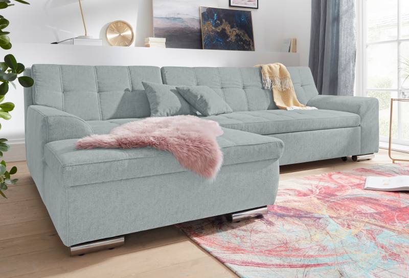 DOMO collection Ecksofa »Aversa, moderne Steppung im Sitz und Rücken, geschwungene Armlehnen,«, L-Form, wahlweise mit Bettfunktion von DOMO collection