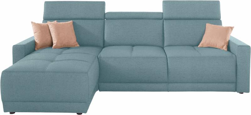 DOMO collection Ecksofa »Ava mit moderner Sitzheftung & toller Doppelnaht, komfortabel, L-Form«, mit Recamiere, inkl. Federkern, wahlweise mit Kopfteilverstellungen von DOMO collection