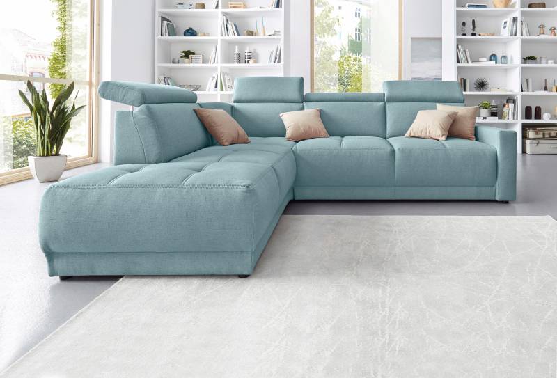 DOMO collection Ecksofa »Ava, moderne Sitzheftung mit toller Doppelnaht, komfortabel, L-Form«, mit Ottomane, inkl. Federkern, wahlweise mit Kopfteilverstellungen von DOMO collection