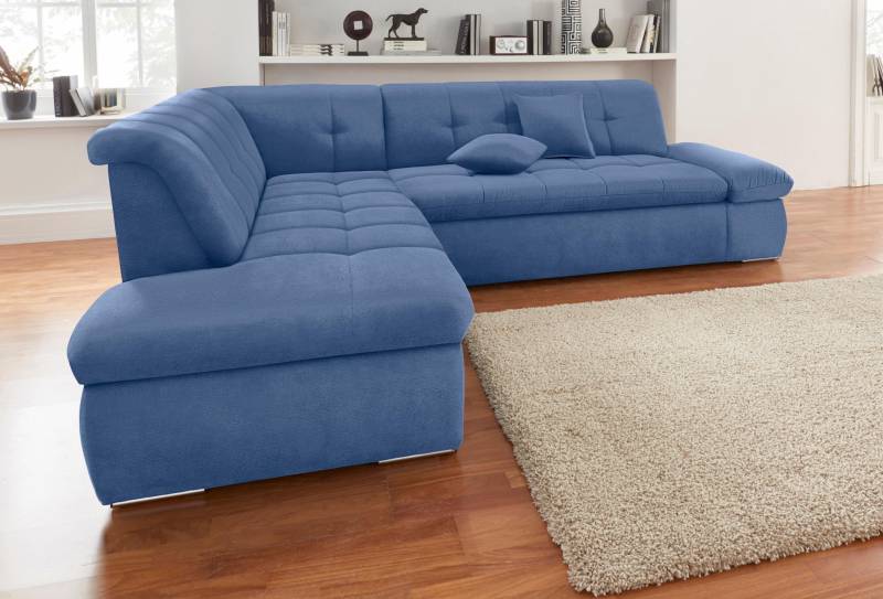 DOMO collection Ecksofa »NMoric incl. Zierkissen B/T/H: 273/216/80 cm L-Form«, Ottomanen-Abschluss, wahlweise mit Bettfunktion und Armlehnverstellung von DOMO collection