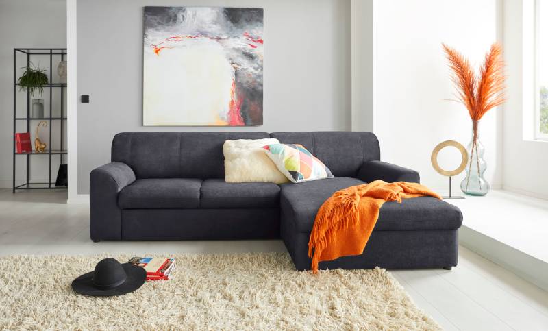 DOMO collection Ecksofa »Topper, elegant und zeitlos, kompaktes Stellmass 245/155cm, L-Form«, mit Recamiere, wahlweise mit Schlaffunktion von DOMO collection