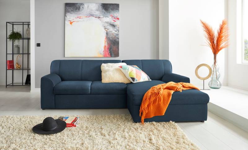 DOMO collection Ecksofa »Topper, elegant und zeitlos, kompaktes Stellmass 245/155cm, L-Form«, mit Recamiere, wahlweise mit Schlaffunktion von DOMO collection