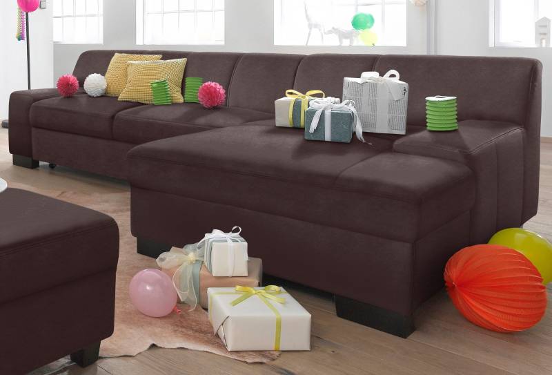 DOMO collection Ecksofa »Norma, elegant und modern, mit flachen Armlehnen, L-Form«, wahlweise mit Bettfunktion von DOMO collection