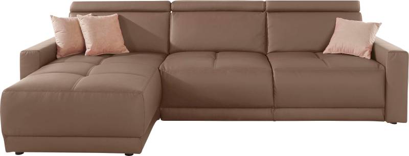 DOMO collection Ecksofa »Ava mit moderner Sitzheftung & toller Doppelnaht, komfortabel, L-Form«, mit Recamiere, inkl. Federkern, wahlweise mit Kopfteilverstellungen von DOMO collection