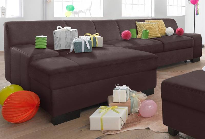DOMO collection Ecksofa »Norma, elegant und modern, mit flachen Armlehnen, L-Form«, wahlweise mit Bettfunktion von DOMO collection