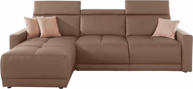 DOMO collection Ecksofa »Ava mit moderner Sitzheftung & toller Doppelnaht, komfortabel, L-Form«, mit Recamiere, inkl. Federkern, wahlweise mit Kopfteilverstellungen von DOMO collection