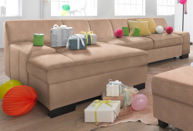 DOMO collection Ecksofa »Norma, elegant und modern, mit flachen Armlehnen, L-Form«, wahlweise mit Bettfunktion von DOMO collection