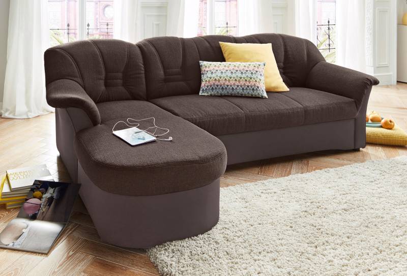 DOMO collection Ecksofa »Elva, zeitlose Formensprache, elegante Rückensteppung, L-Form«, wahlweise mit Bettfunktion und Federkern von DOMO collection
