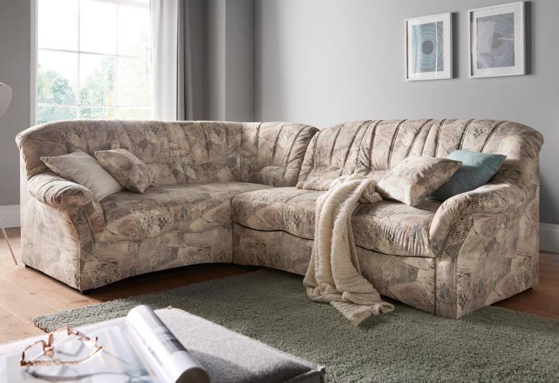 DOMO collection Ecksofa »Bahia, zeitlos und elegant, bequeme Armlehnen, L-Form«, wahlweise mit Bettfunktion von DOMO collection