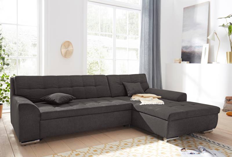 DOMO collection Ecksofa »Aversa, moderne Steppung im Sitz und Rücken, geschwungene Armlehnen,«, L-Form, wahlweise mit Bettfunktion von DOMO collection