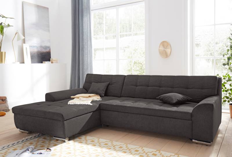 DOMO collection Ecksofa »Aversa, moderne Steppung im Sitz und Rücken, geschwungene Armlehnen,«, L-Form, wahlweise mit Bettfunktion von DOMO collection