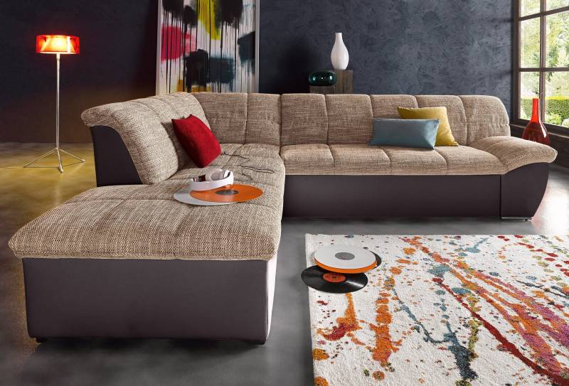 DOMO collection Ecksofa »Splash, aktuelle Sitz- und Rückensteppung, Materialmix, L-Form«, wahlweise mit Bettfunktion von DOMO collection