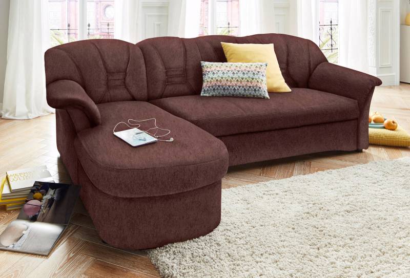 DOMO collection Ecksofa »Elva, zeitlose Formensprache, elegante Rückensteppung, L-Form«, wahlweise mit Bettfunktion und Federkern von DOMO collection