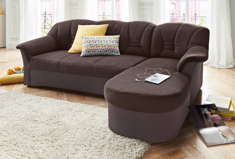 DOMO collection Ecksofa »Elva, zeitlose Formensprache, elegante Rückensteppung, L-Form«, wahlweise mit Bettfunktion und Federkern von DOMO collection