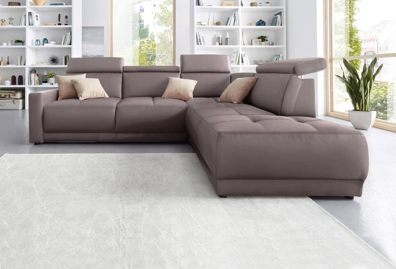 DOMO collection Ecksofa »Ava, moderne Sitzheftung mit toller Doppelnaht, komfortabel, L-Form«, mit Ottomane, inkl. Federkern, wahlweise mit Kopfteilverstellungen von DOMO collection