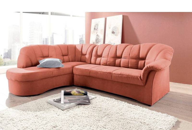 DOMO collection Ecksofa »Papenburg, zeitlose Rückensteppung, elegante Armlehne, L-Form«, mit Ottomane, wahlweise mit Bettfunktion von DOMO collection