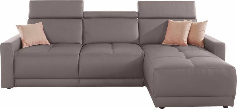 DOMO collection Ecksofa »Ava mit moderner Sitzheftung & toller Doppelnaht, komfortabel, L-Form«, mit Recamiere, inkl. Federkern, wahlweise mit Kopfteilverstellungen von DOMO collection