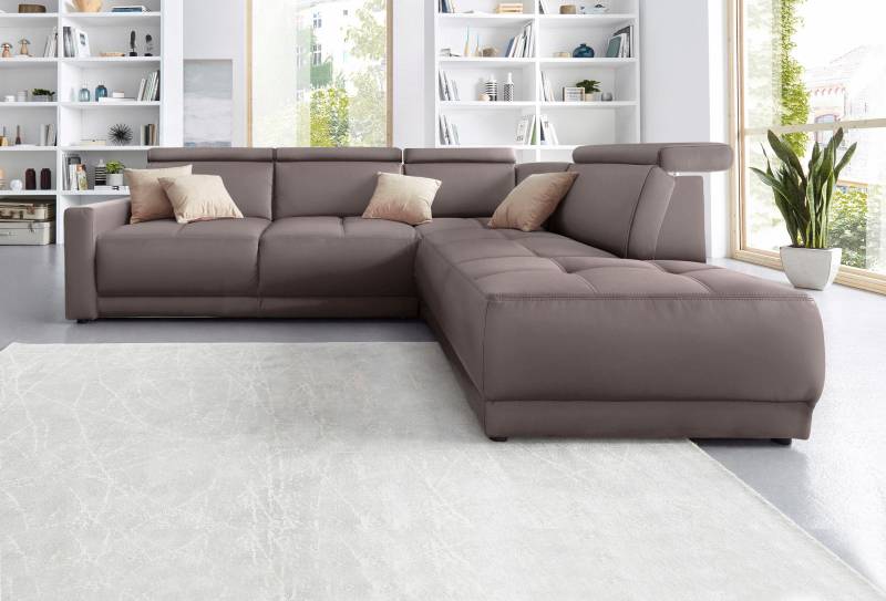 DOMO collection Ecksofa »Ava, moderne Sitzheftung mit toller Doppelnaht, komfortabel, L-Form«, mit Ottomane, inkl. Federkern, wahlweise mit Kopfteilverstellungen von DOMO collection