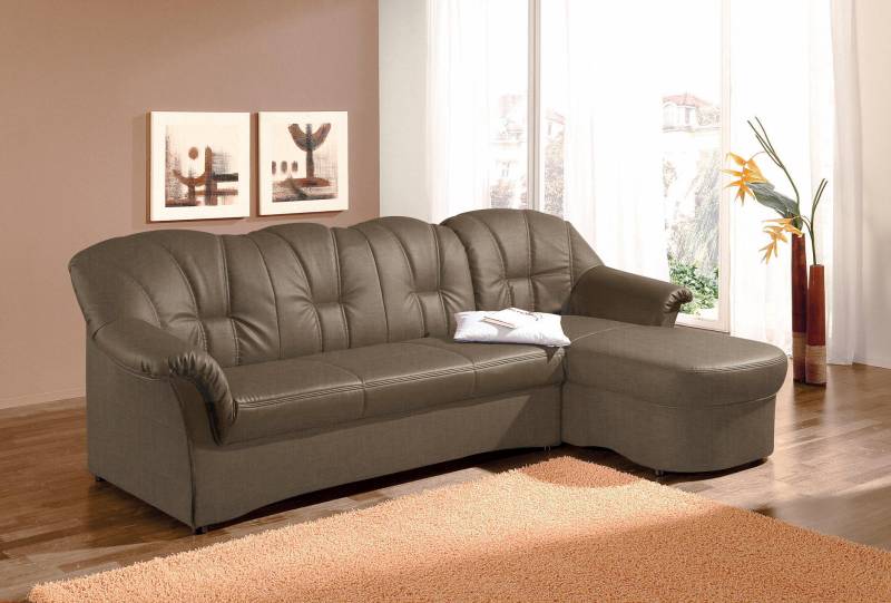 DOMO collection Ecksofa »Papenburg, zeitlose Rückensteppung, elegante Formensprache, L-Form«, in grosser Farbvielfalt, wahlweise mit Bettfunktion von DOMO collection