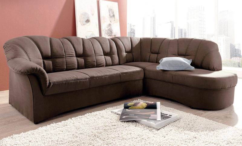 DOMO collection Ecksofa »Papenburg, zeitlose Rückensteppung, elegante Armlehne, L-Form«, mit Ottomane, wahlweise mit Bettfunktion von DOMO collection