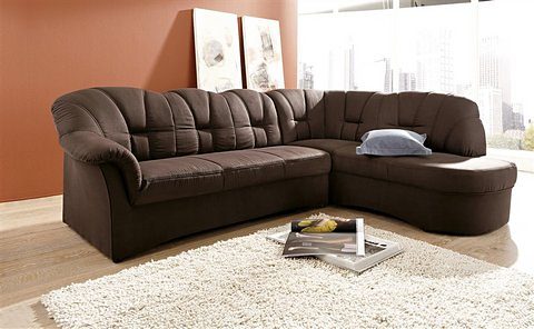 DOMO collection Ecksofa »Papenburg, zeitlose Rückensteppung, elegante Armlehne, L-Form«, mit Ottomane, wahlweise mit Bettfunktion von DOMO collection