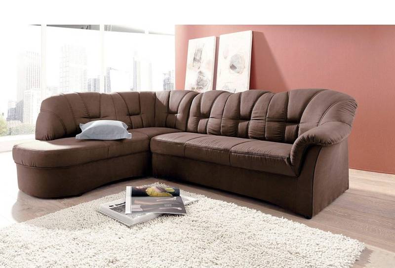 DOMO collection Ecksofa »Papenburg, zeitlose Rückensteppung, elegante Armlehne, L-Form«, mit Ottomane, wahlweise mit Bettfunktion von DOMO collection