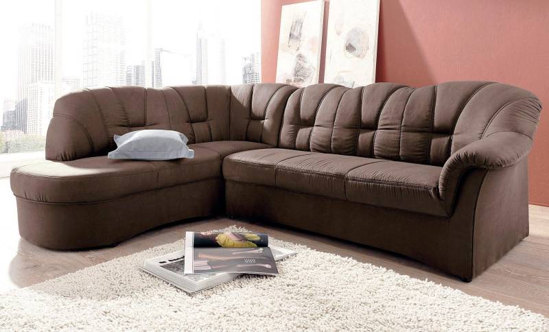 DOMO collection Ecksofa »Papenburg, zeitlose Rückensteppung, elegante Armlehne, L-Form«, mit Ottomane, wahlweise mit Bettfunktion von DOMO collection