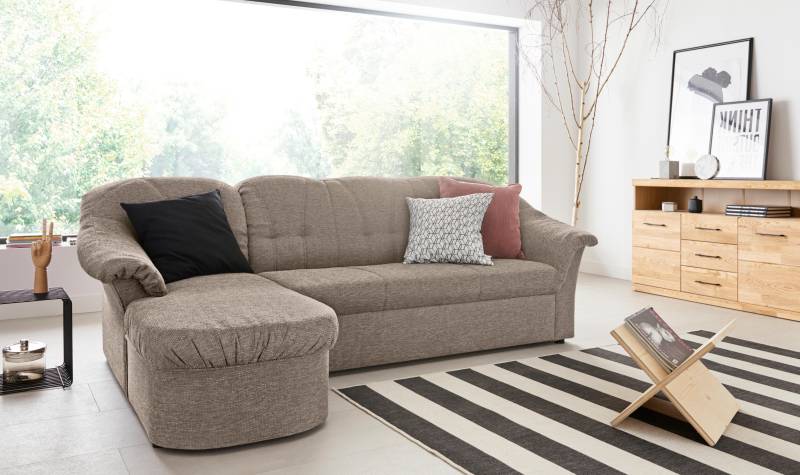 DOMO collection Ecksofa »Pegnitz, elegante Rückensteppung, kompakte Stellmasse 238/141cm, L-Form«, wahlweise mit Bettfunktion von DOMO collection