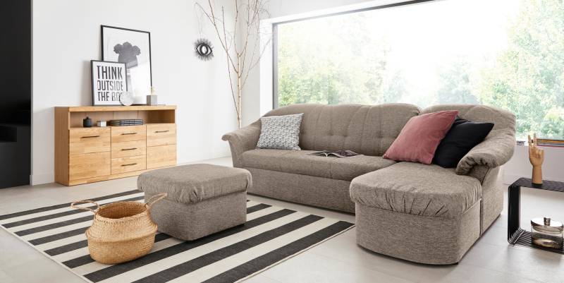 DOMO collection Ecksofa »Pegnitz, elegante Rückensteppung, kompakte Stellmasse 238/141cm, L-Form«, wahlweise mit Bettfunktion von DOMO collection